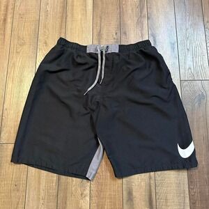2000s Nike baggy black and gray‎ swim trunks size 2XL XXL